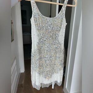 Adrianna Papell white sparkly formal mini dress, size 8 (fits like 6/8)